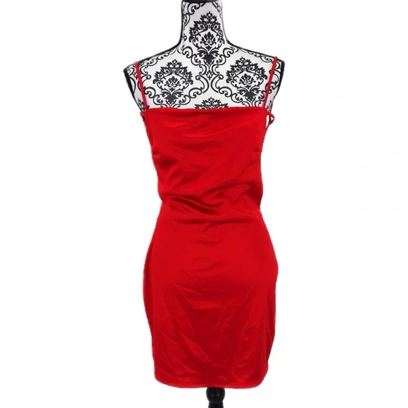 Fashion Nova Flirtini Sleek Red Satin Mini Dress - Picture 5 of 10